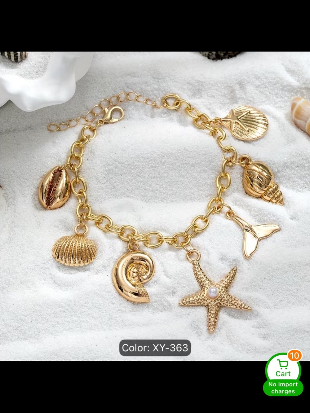Gold Seashell Charm Bracelet - Women Jewelry